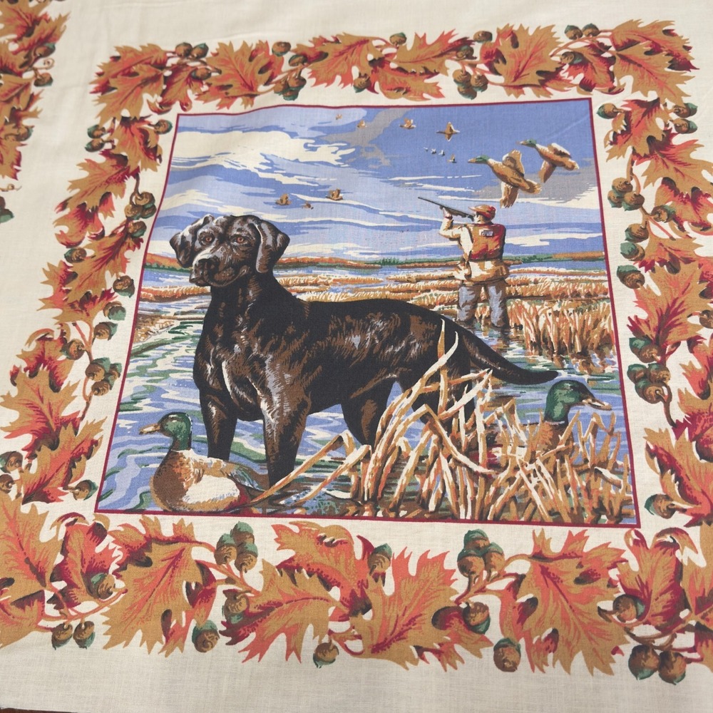 Hunting Dogs Labrador Spaniel 35"x45" Pillow Quilt Blocks Panels Cotton Leaves - Picture 2 of 9